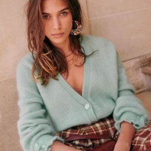 *Sold* SEZANE Mia vert d’eau Sweater Jumper Cardigan XS NWT